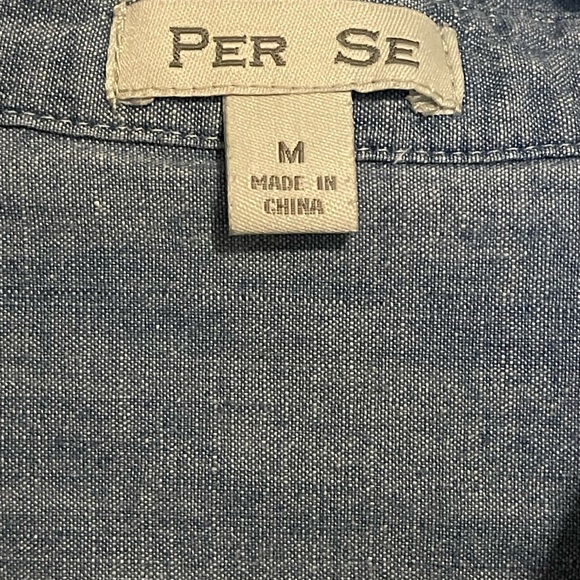 Per Se Casual Blue Button Down Shirt - Picture 2 of 4